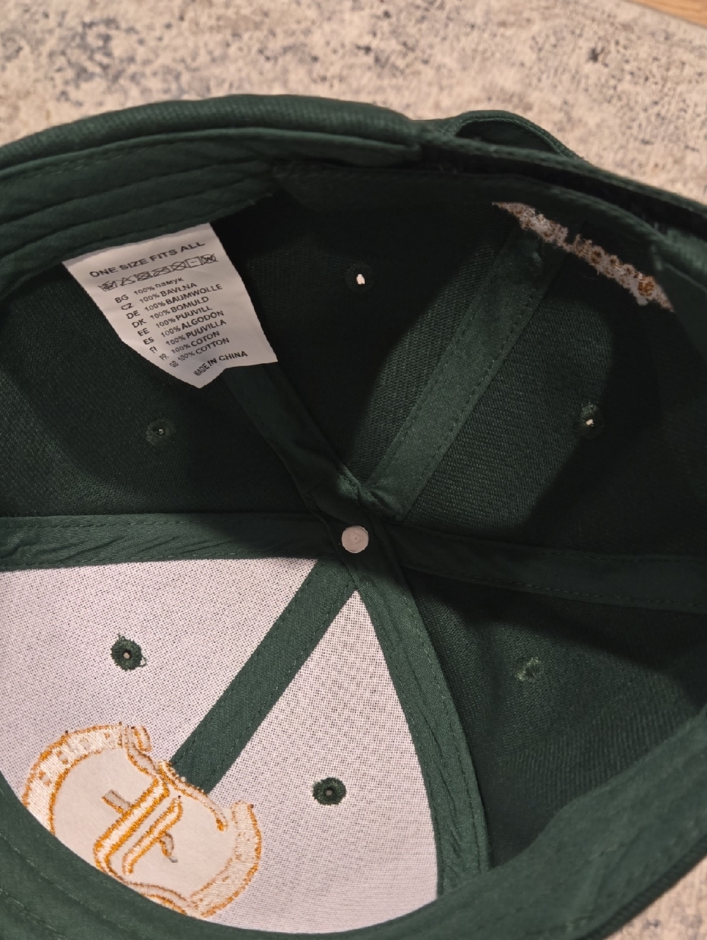 Dark Green Baseball Cap with Gold Embroidered F Logo For Freedmans - Picture 3 of 3